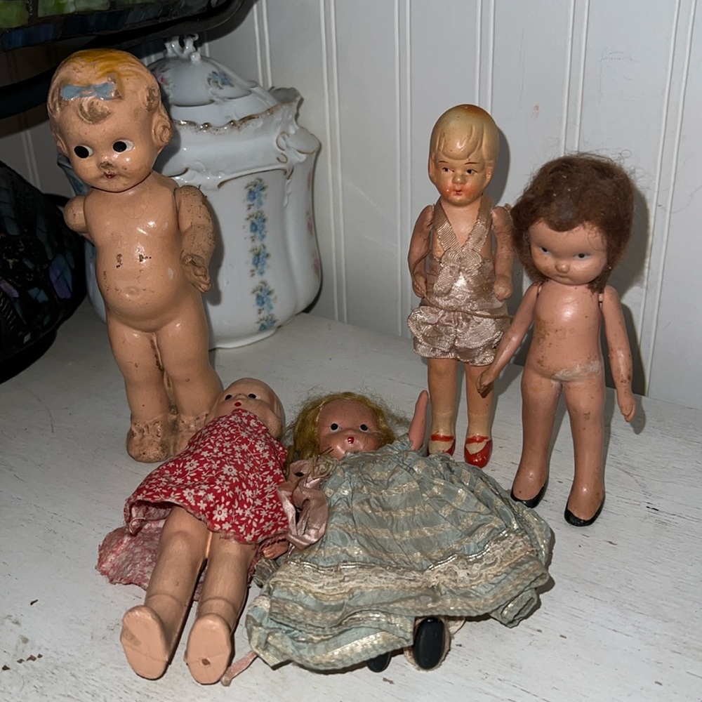 Lot Antique bisque dolls storybook k&h USA unmarked